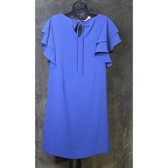 Adrianna Papell Womens Blue Ruffle Sleeve Short Shift Dress Size 4 NWT - Picture 6 of 10